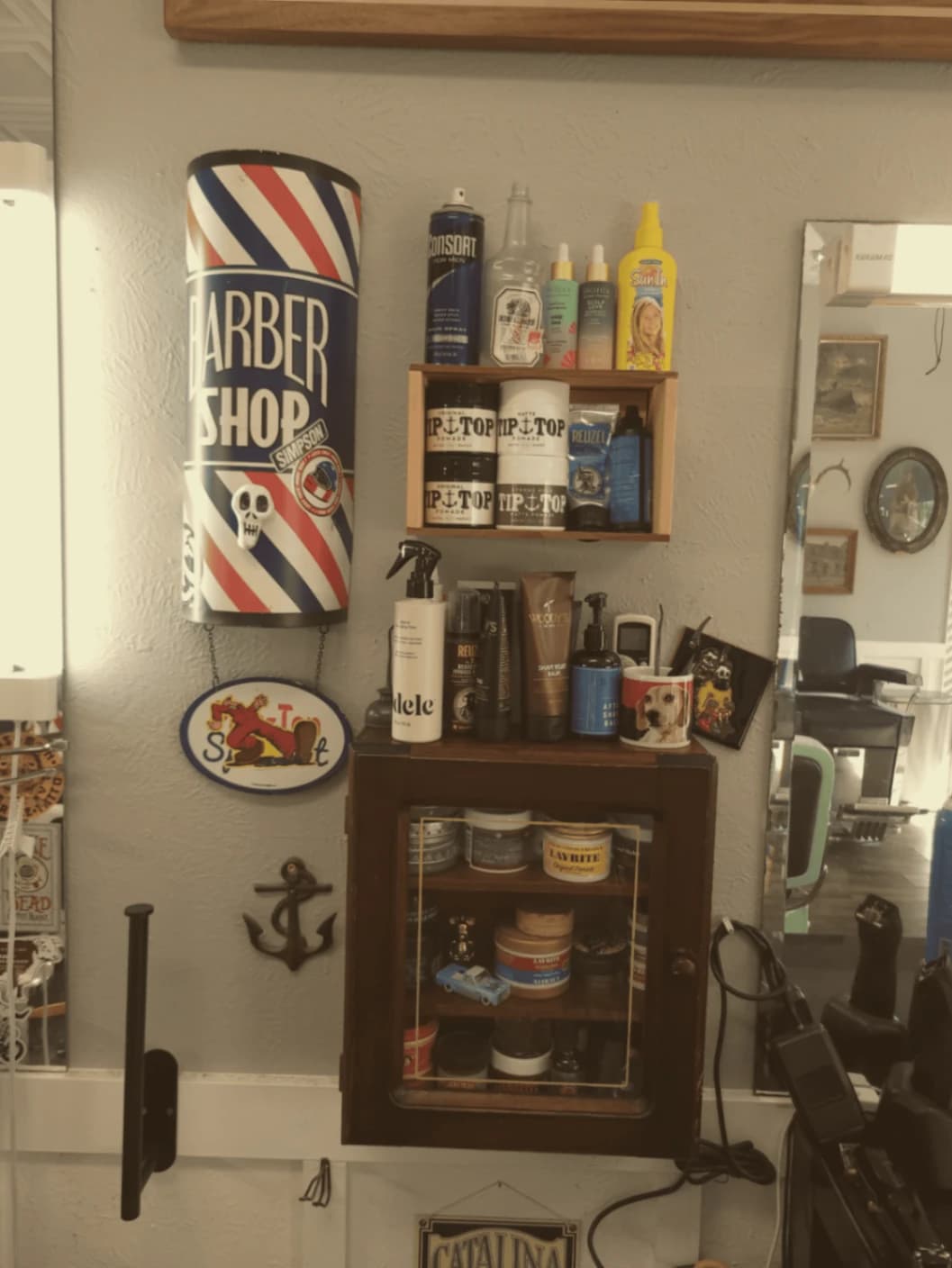 Barber products shelf
