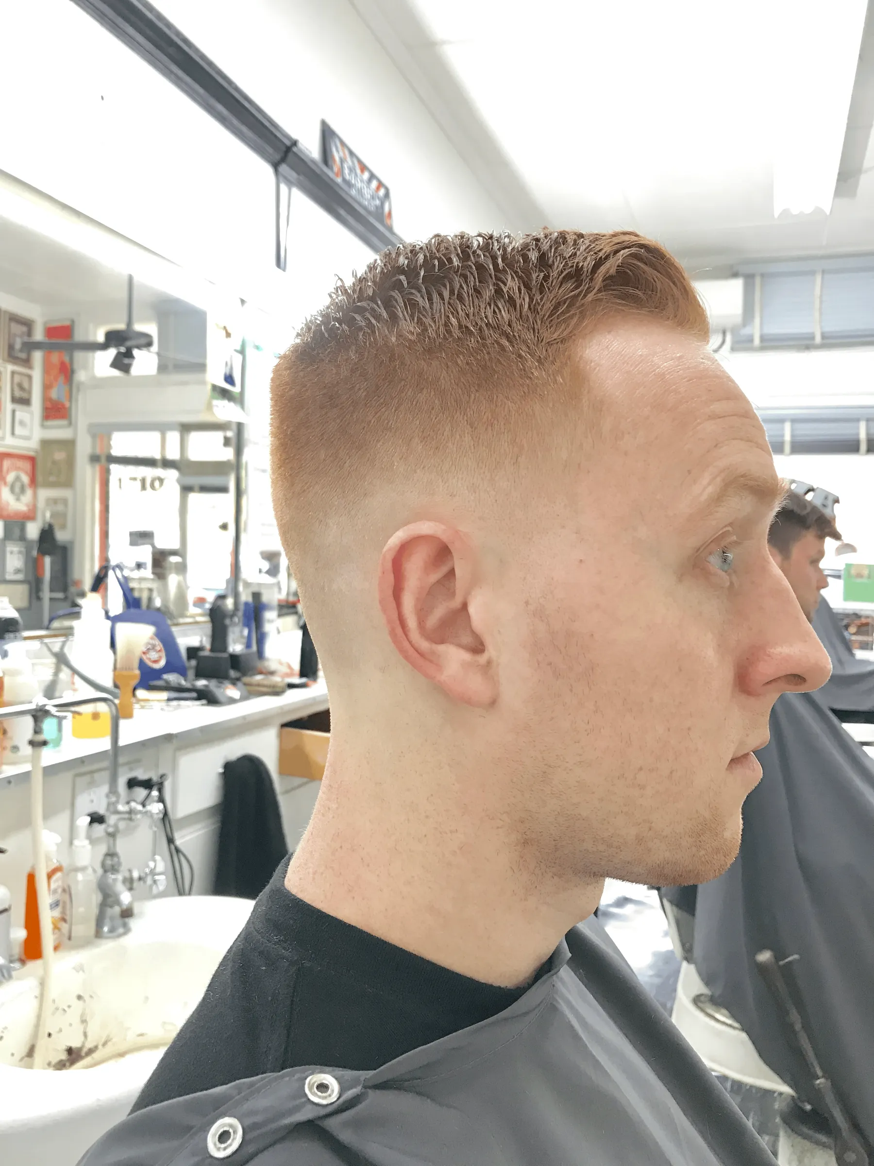 Fresh fade with textured top by Jake